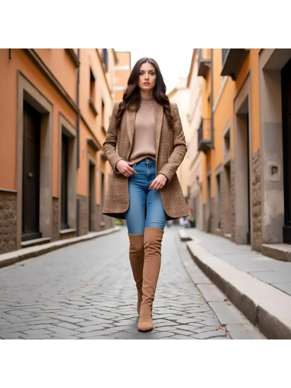 Women Brown Suede Pointed Toe Flat Comfort Over the Knee Thigh High Boot